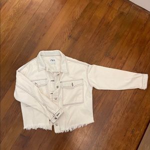 Zara white washed denim jacket